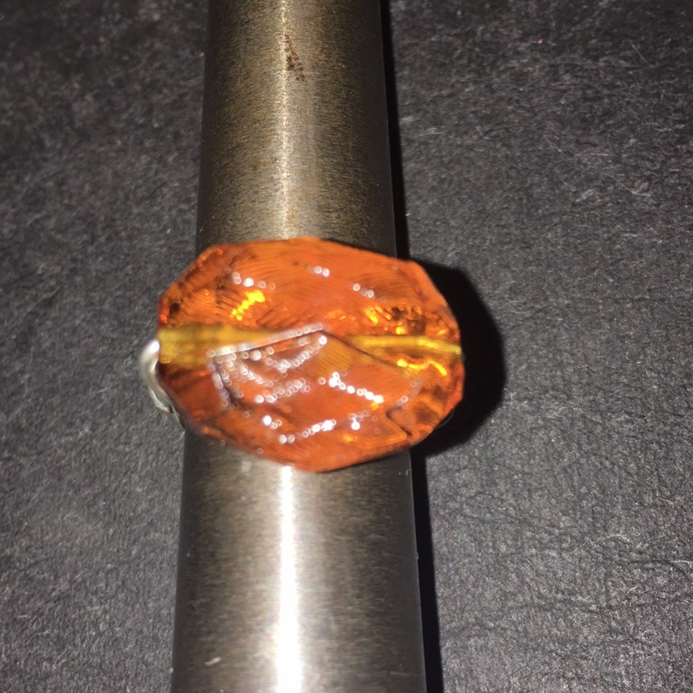 Amber colored Bead Ring